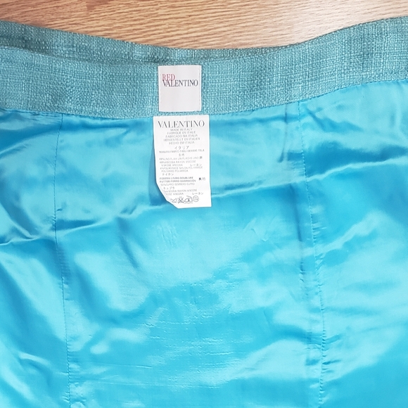 NWOT Valentino Red Two Piece Suit Jacket Skirt blue tweed size 8 Linen blend - Picture 11 of 11